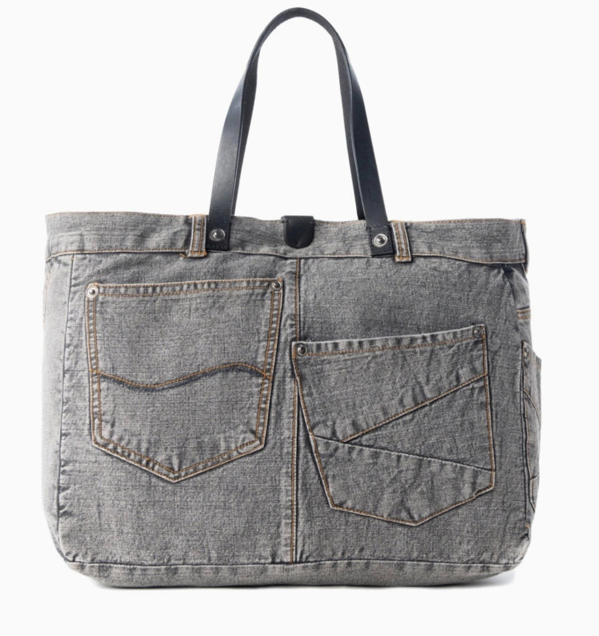 Billyjean Western Denim Tote Bag For Women in Denim Black with Leather Detail