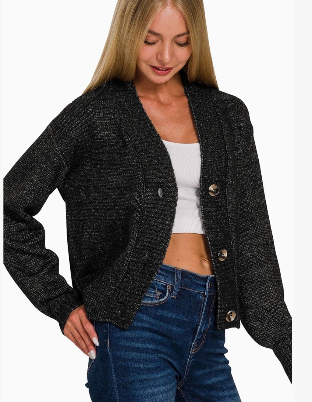 3 Button Front Sweater Cardigan Zenana