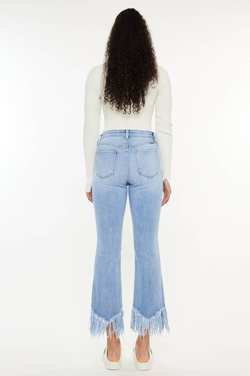 HIGH RISE CROP BOOTCUT DENIM PANTS-KC9354M: MEDIUM, 0/23