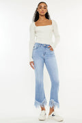 HIGH RISE CROP BOOTCUT DENIM PANTS-KC9354M: MEDIUM, 0/23