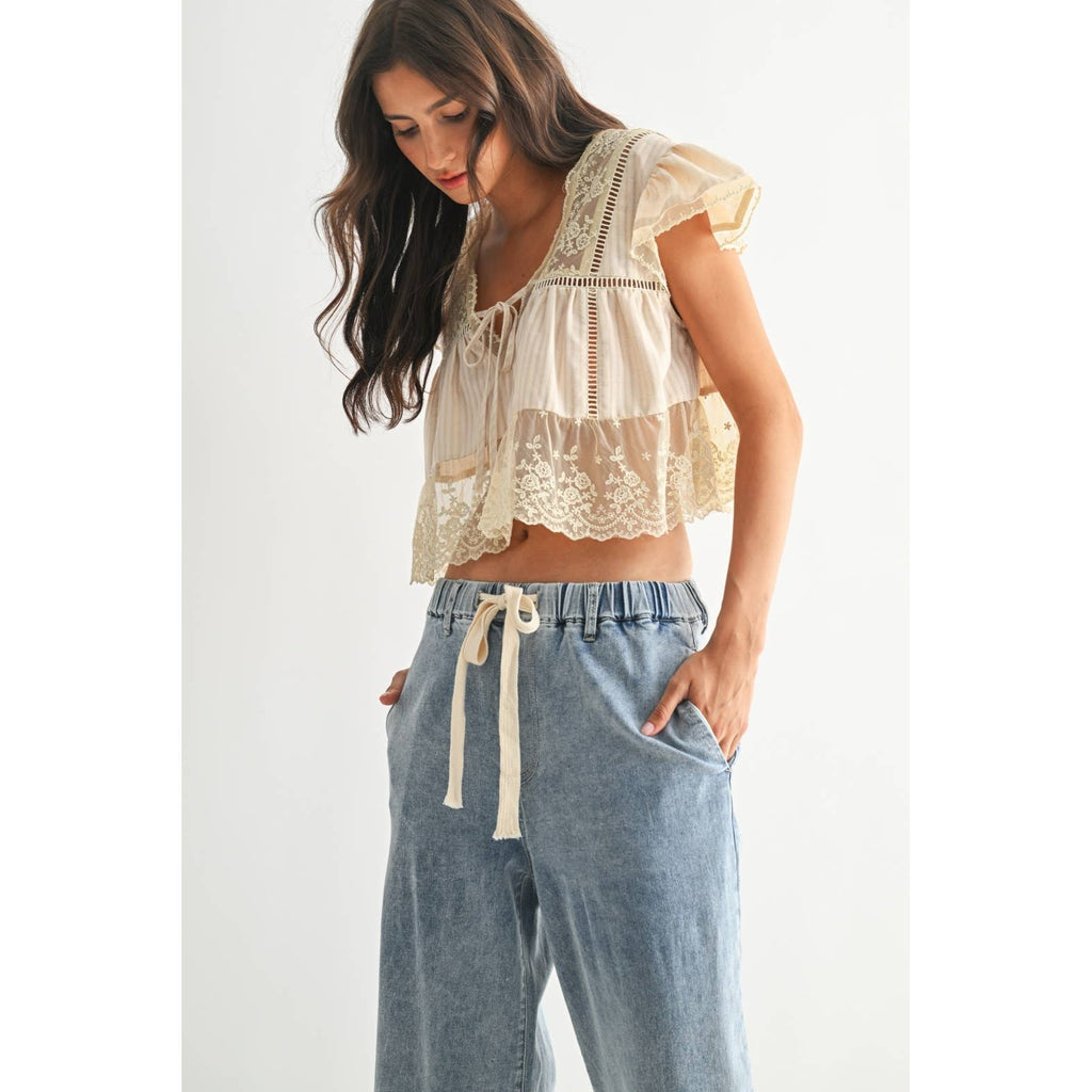 LACE-TRIMMED BLOUSE