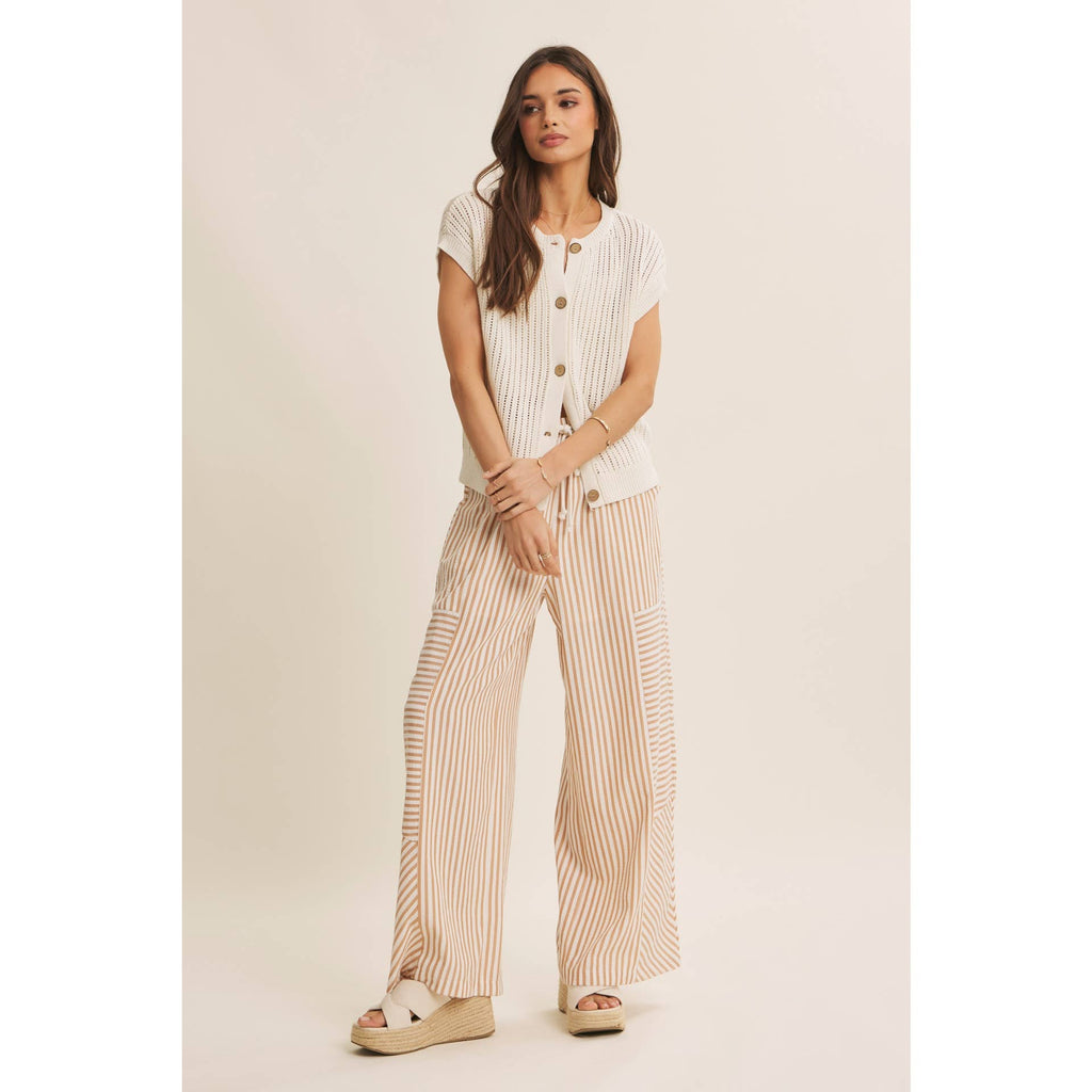 BREEZY NATURAL COTTON OPEN KNIT BUTTON-DOWN SWEATER VEST
