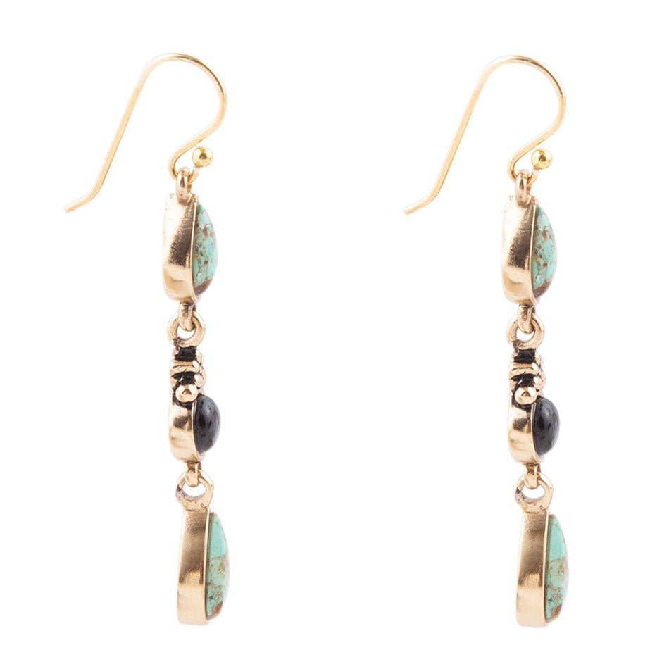 Barcelona Turquoise Onyx Linear Drop Earrings