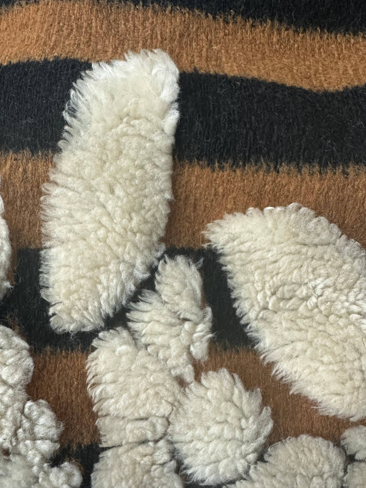 Brown Western Boho 3D Floral Stripe Fringe Ruana Cardigan