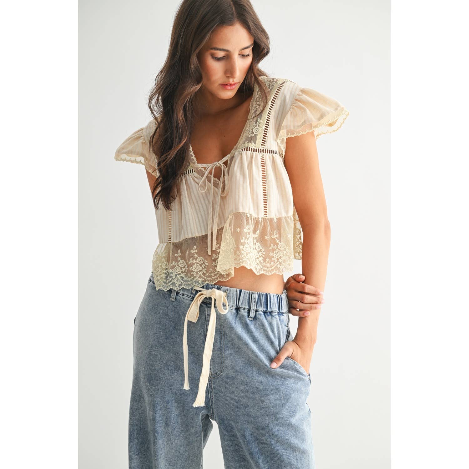 LACE-TRIMMED BLOUSE