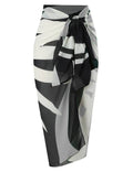 Ladies Tropical Leaf Print Chiffon Wrap Sarong Swim Cover Up
