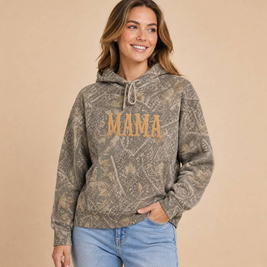 MAMA Puff Print Deadwood Tree Camo Hoodie Sweatshirt