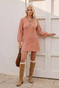 CABLE KNIT DETAIL FIT AND FLARE SWEATER DRESS W3344DIA
