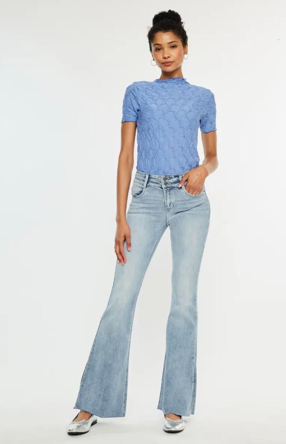 Mid Rise Double Waist Flare