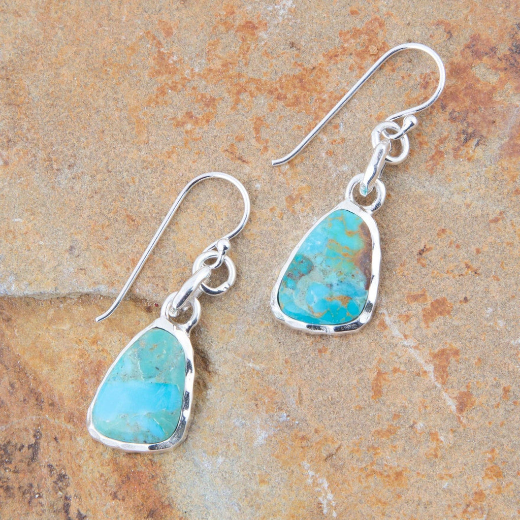 Blue Turquoise and Silver Drop Earrings