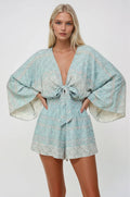 BATWING SLEEVED BOHO PAISLEY PRINT ROMPER 4411RM