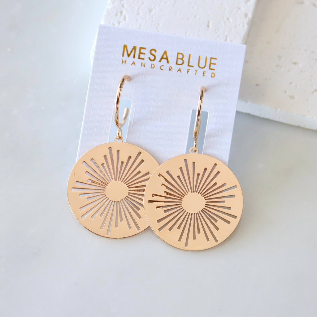 Sunburst Coin Hoop Earrings