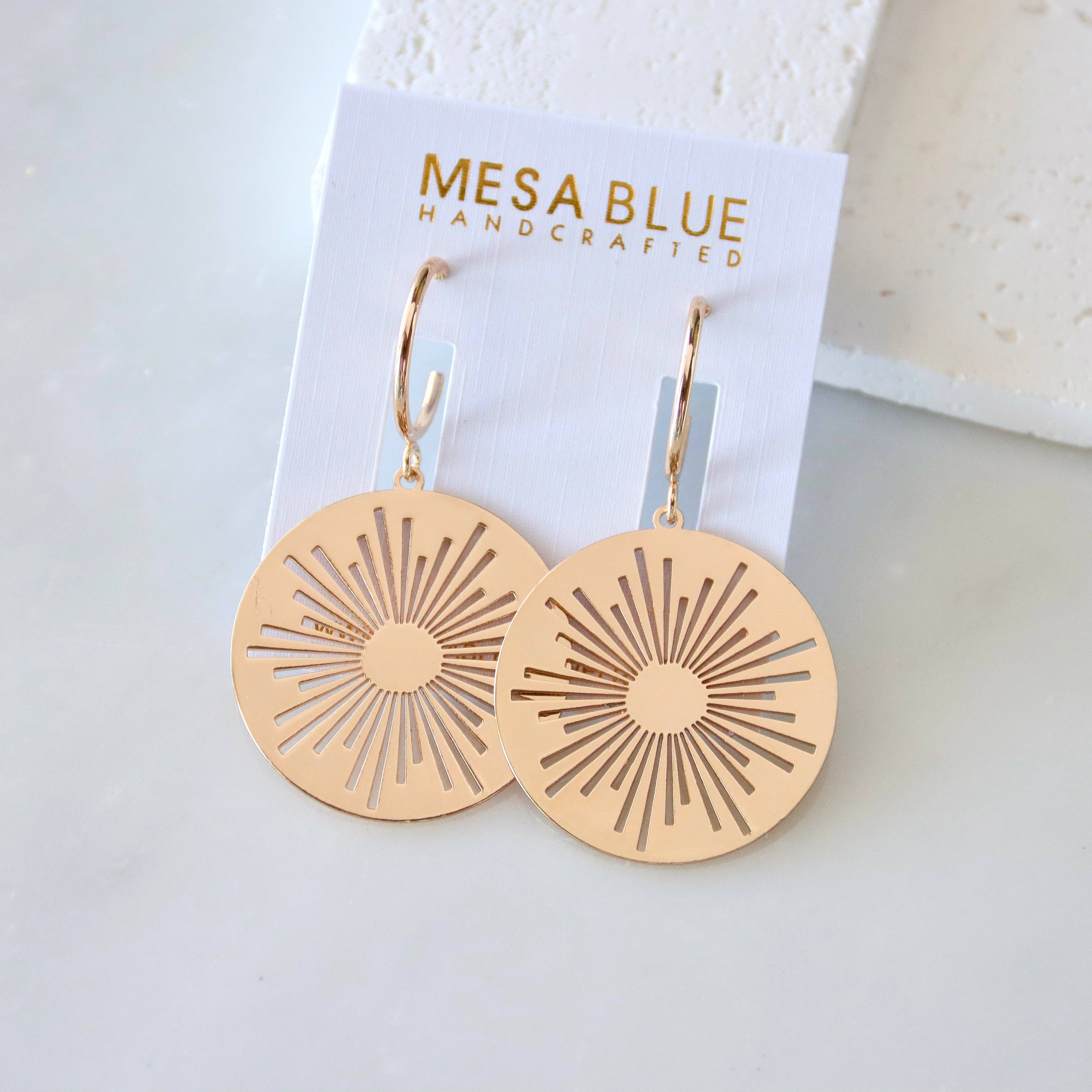 Sunburst Coin Hoop Earrings