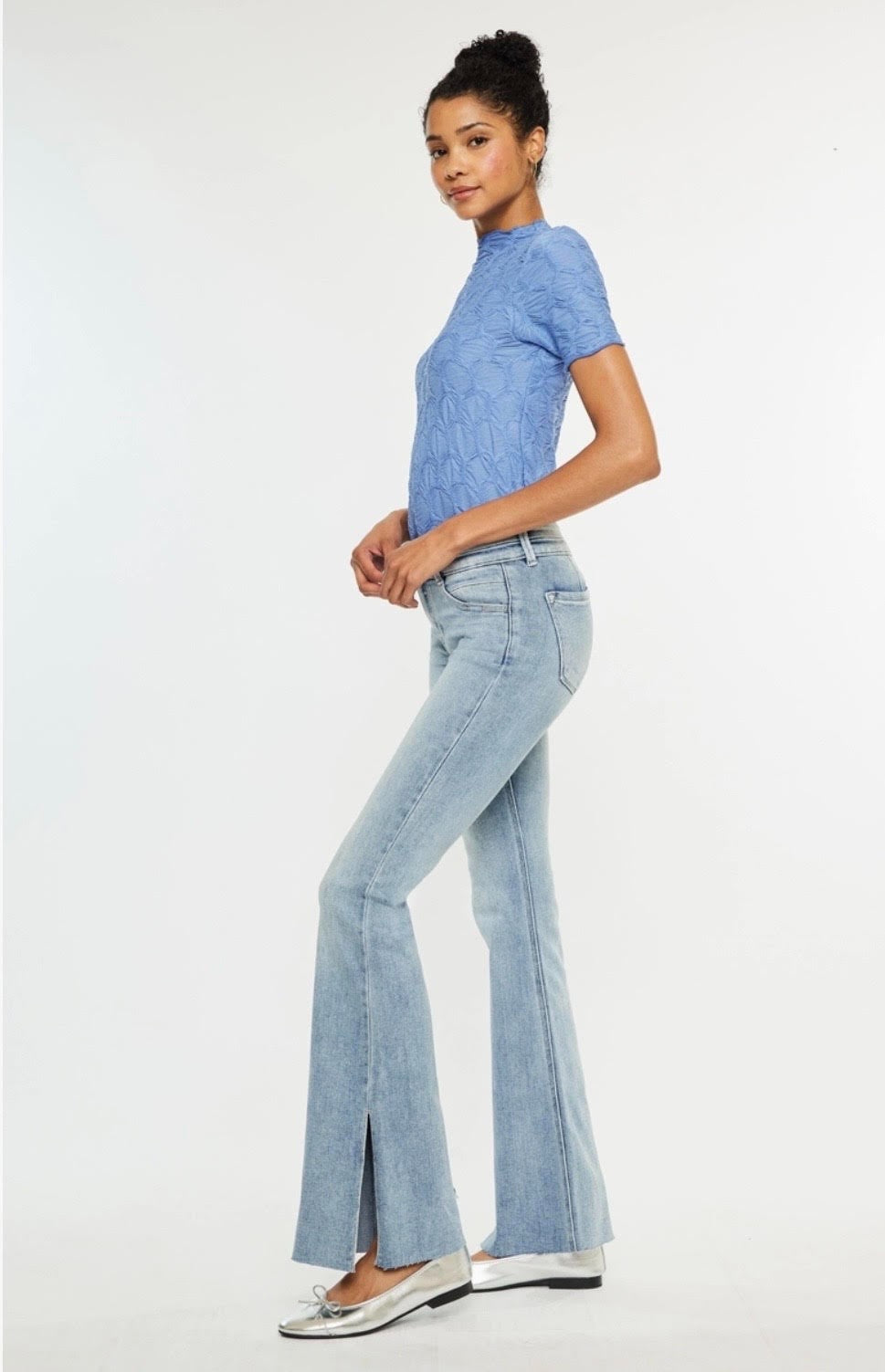 Mid Rise Double Waist Flare