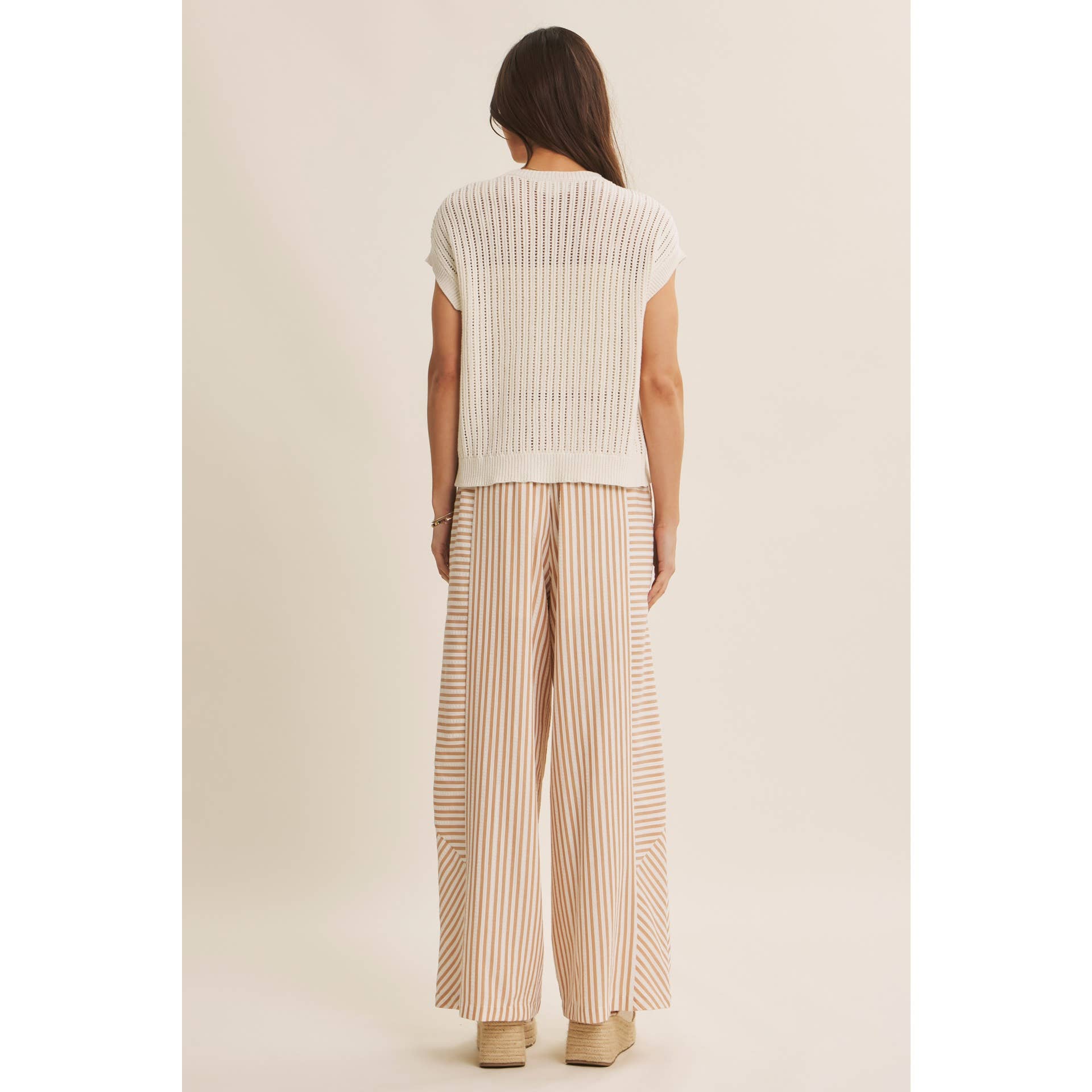BREEZY NATURAL COTTON OPEN KNIT BUTTON-DOWN SWEATER VEST