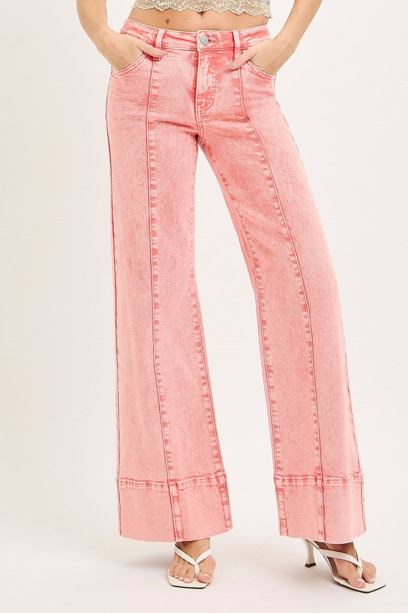 TUMMY CONTROL MID RISE WIDE LEG WITH WIDE HEM PANTS