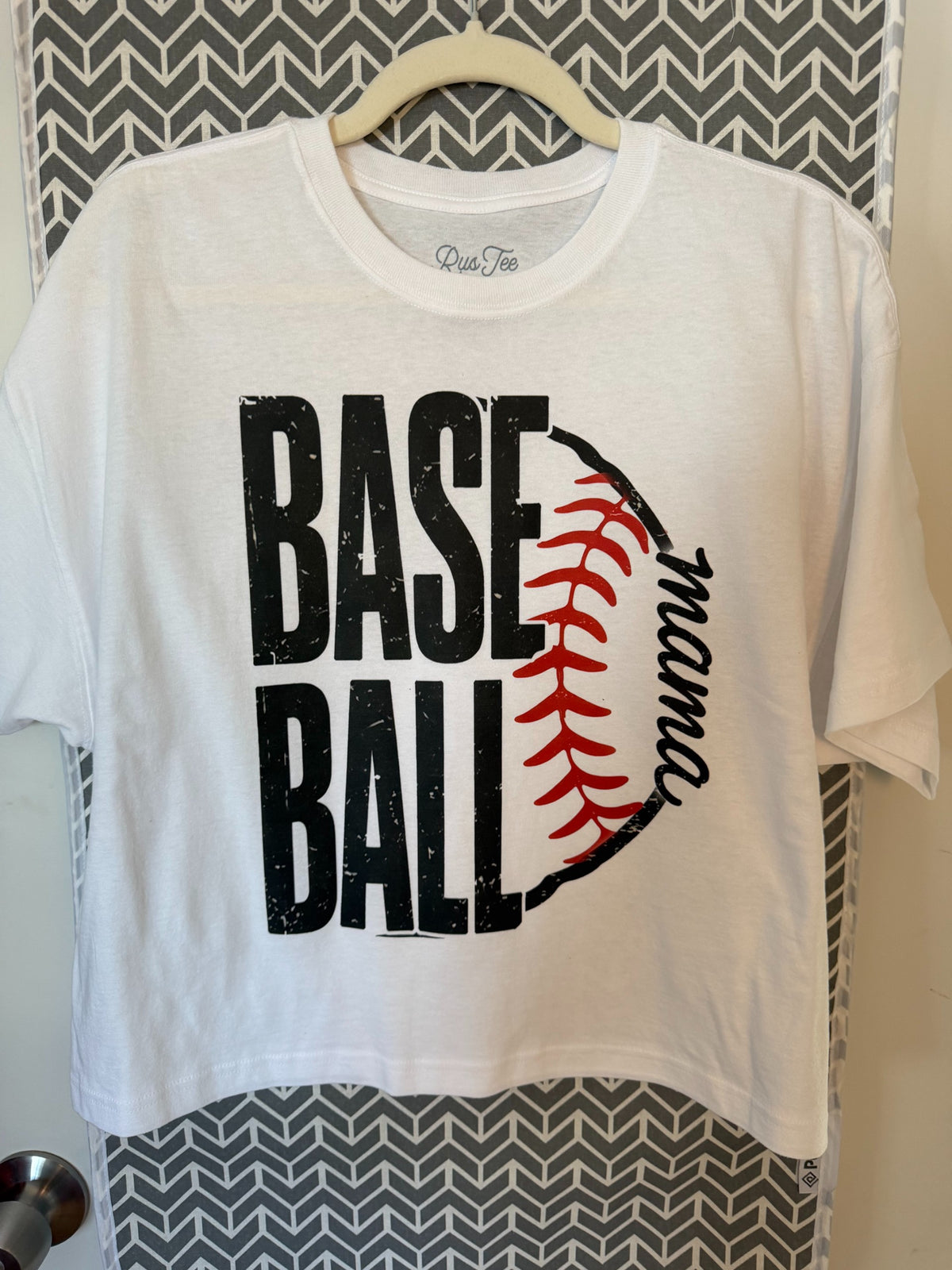 Baseball Mama White Long Crop