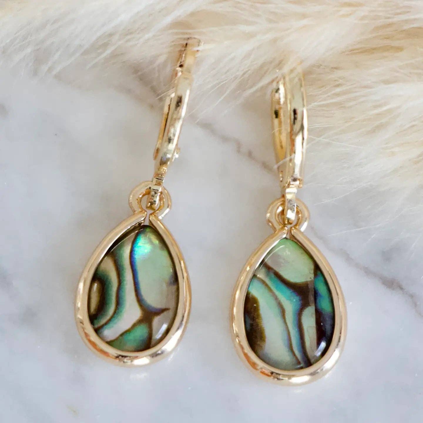Abalone Huggie Earrings