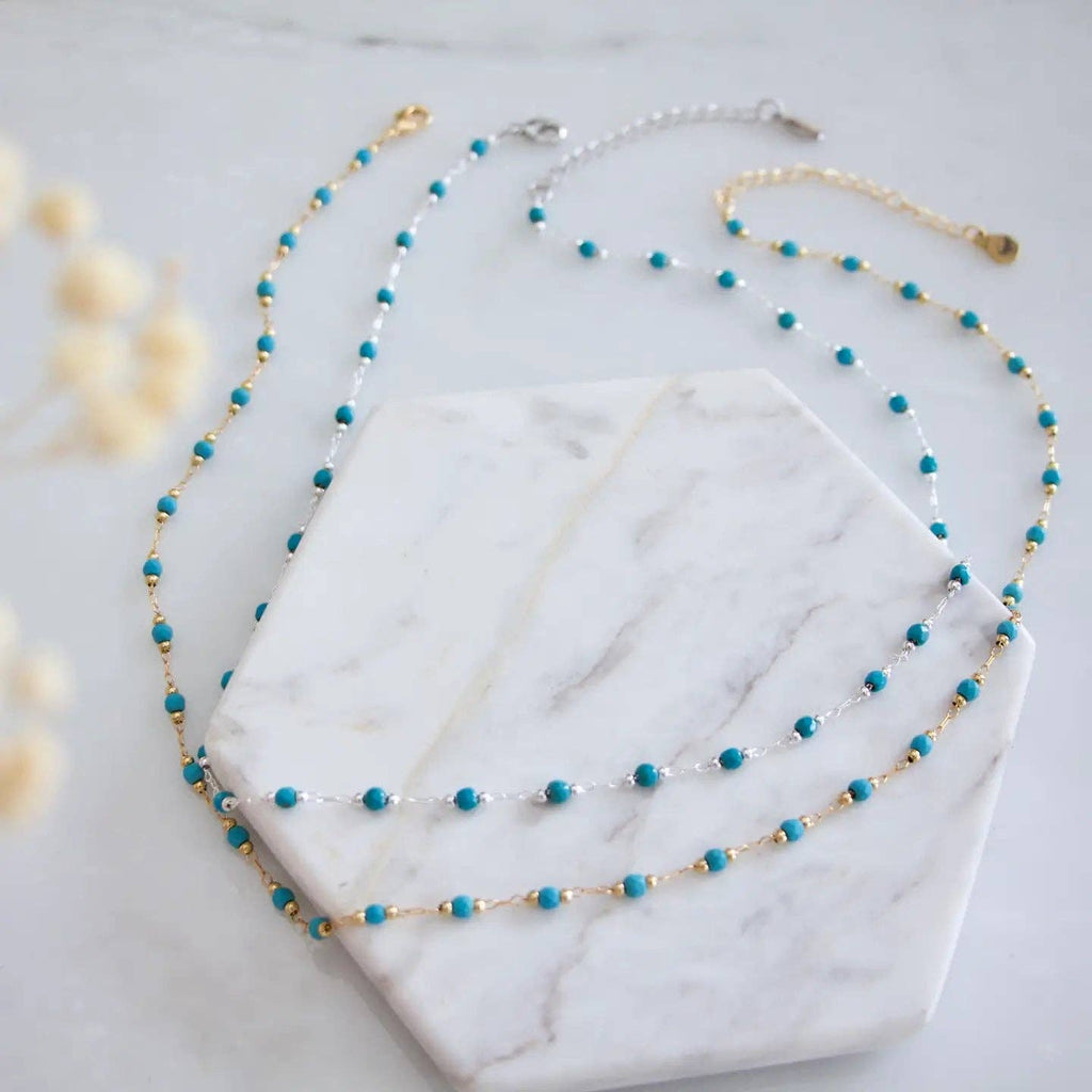 Faceted Turquoise Choker Necklace