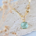 Aquamarine Quartz Cushion Toggle Necklace