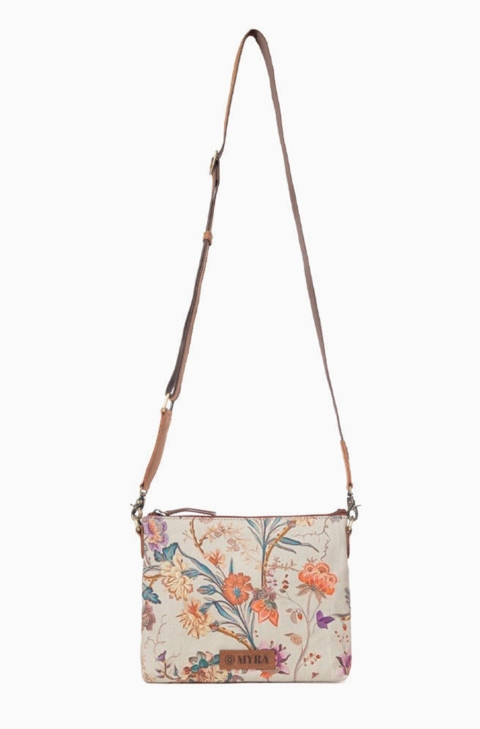 Wildflower Trail Cotton & Leather Crossbody Bag in Sunlit Bloom
