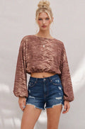Printed Cropped Knit Top