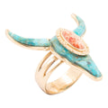 Longhorn Blue Turquoise Golden Ring