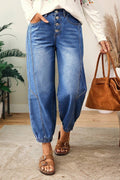 LAS Buttons Front Tapered Casual Loose Fit Jeans (4-16)
