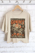 LONG LIVE COWBOY HALLOWEEN GRAPHIC LONG CROP TOP