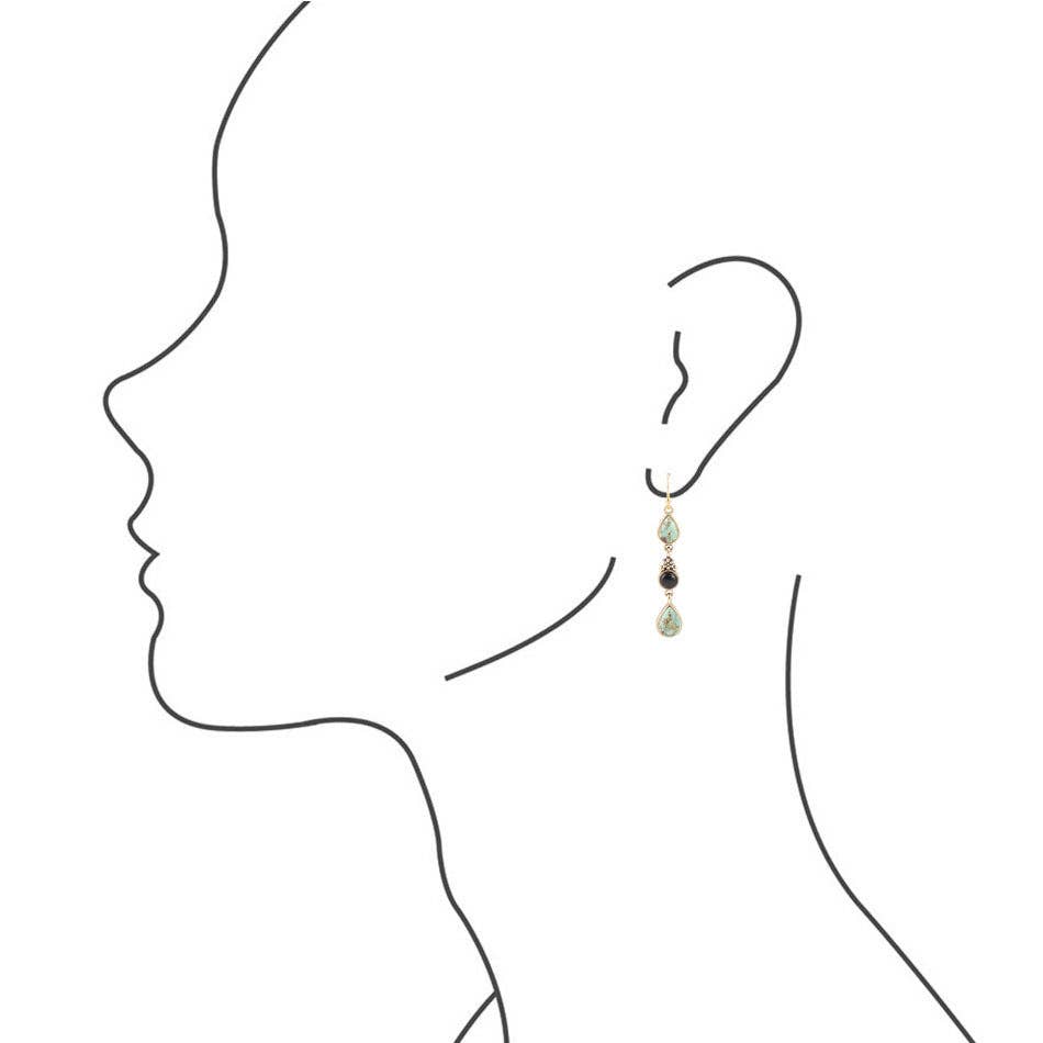 Barcelona Turquoise Onyx Linear Drop Earrings