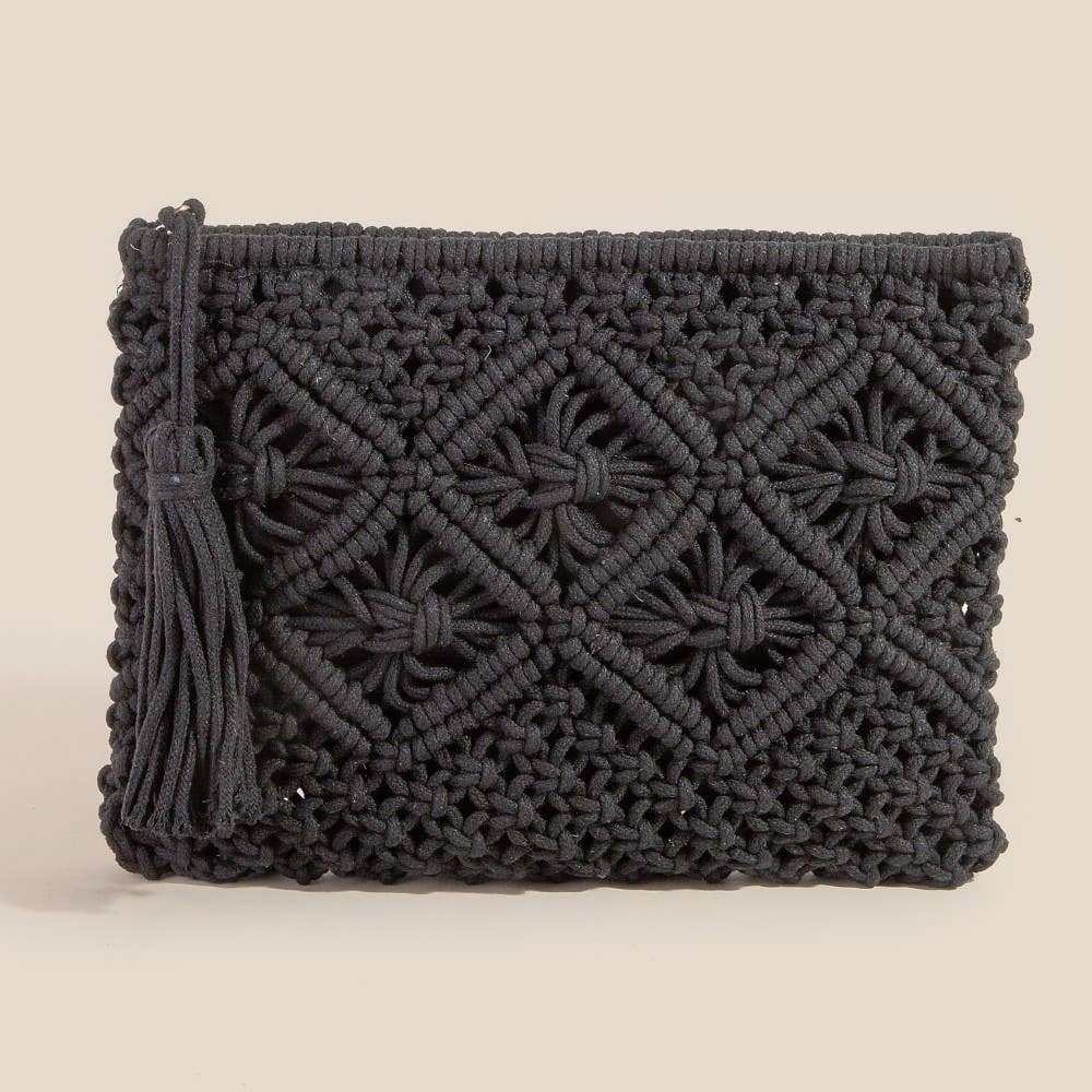 Crochet Clutch Tassel Bag
