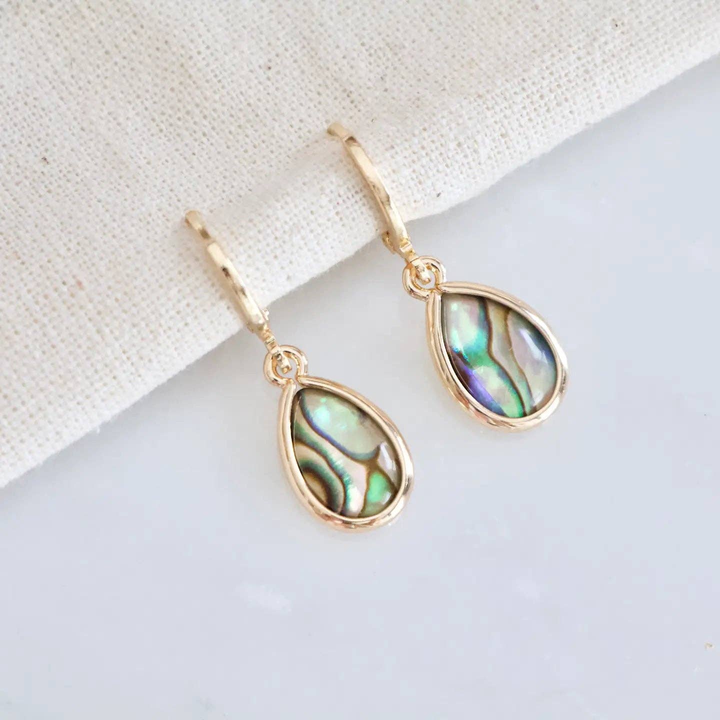 Abalone Huggie Earrings