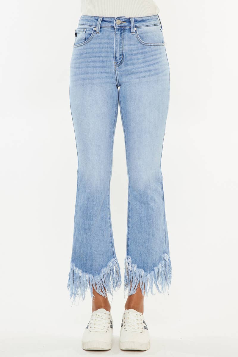 HIGH RISE CROP BOOTCUT DENIM PANTS-KC9354M: MEDIUM, 0/23