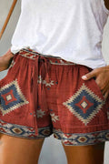 Western Aztec Print Drawstring Shorts - Size Chart Available