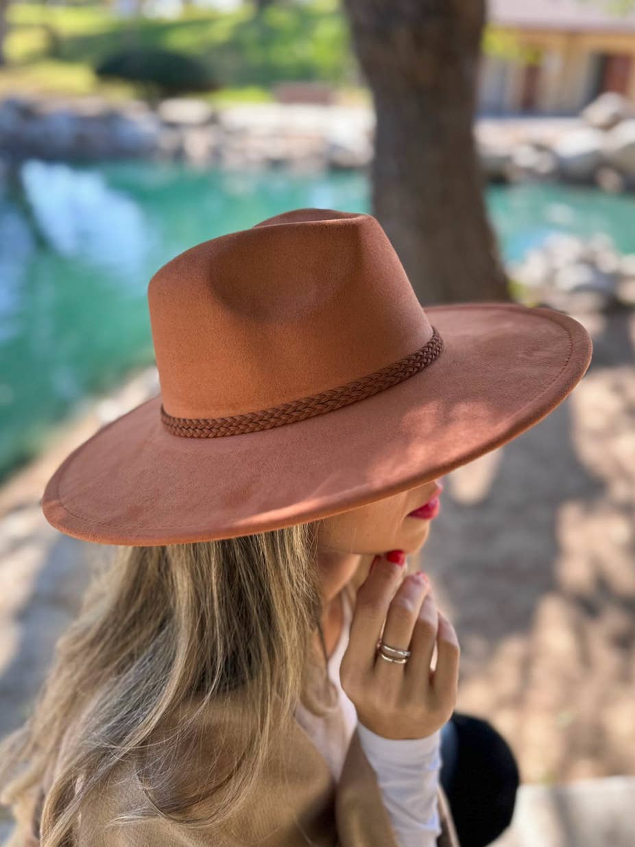 Twist Band Trimmed Harvest Rust Fedora Hat