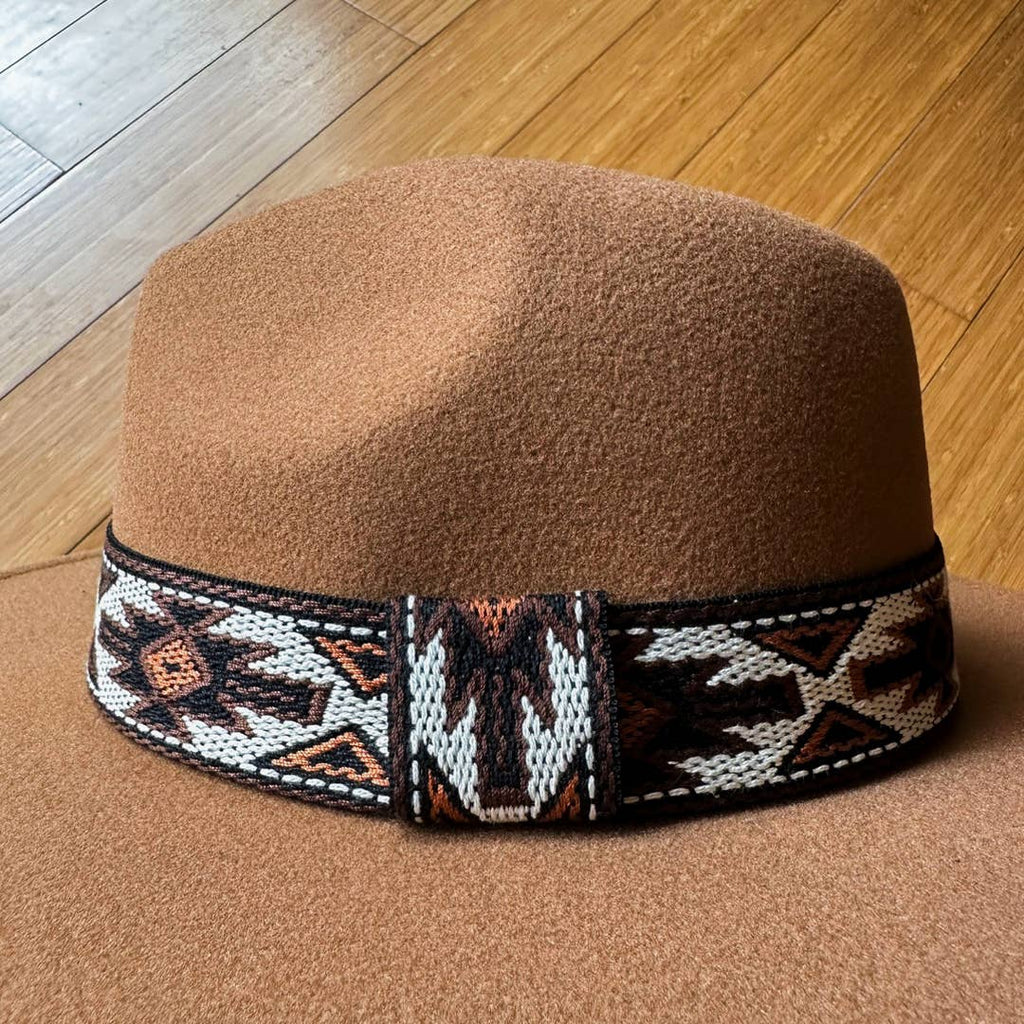 Camel Boho Fedora Hat – Western Aztec Styling Accessory
