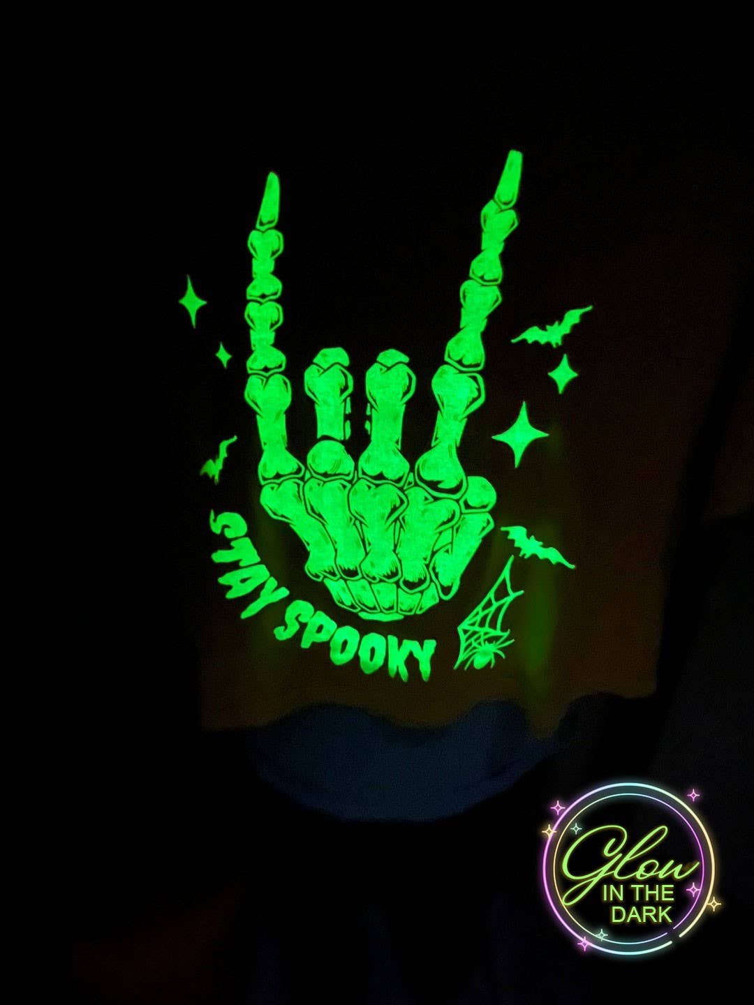 HAND SKELETON STAY SPOOKY GLOW IN THE DARK SWEATSHIRTS