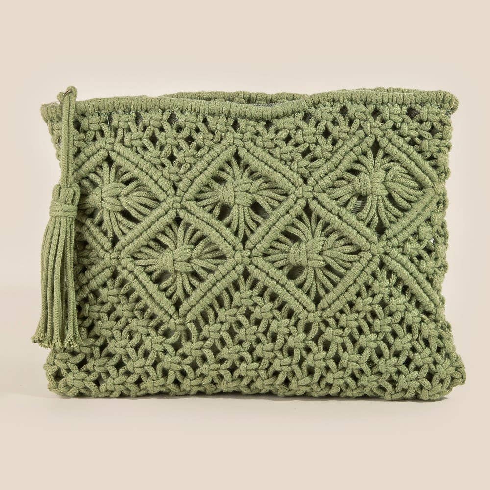 Crochet Clutch Tassel Bag