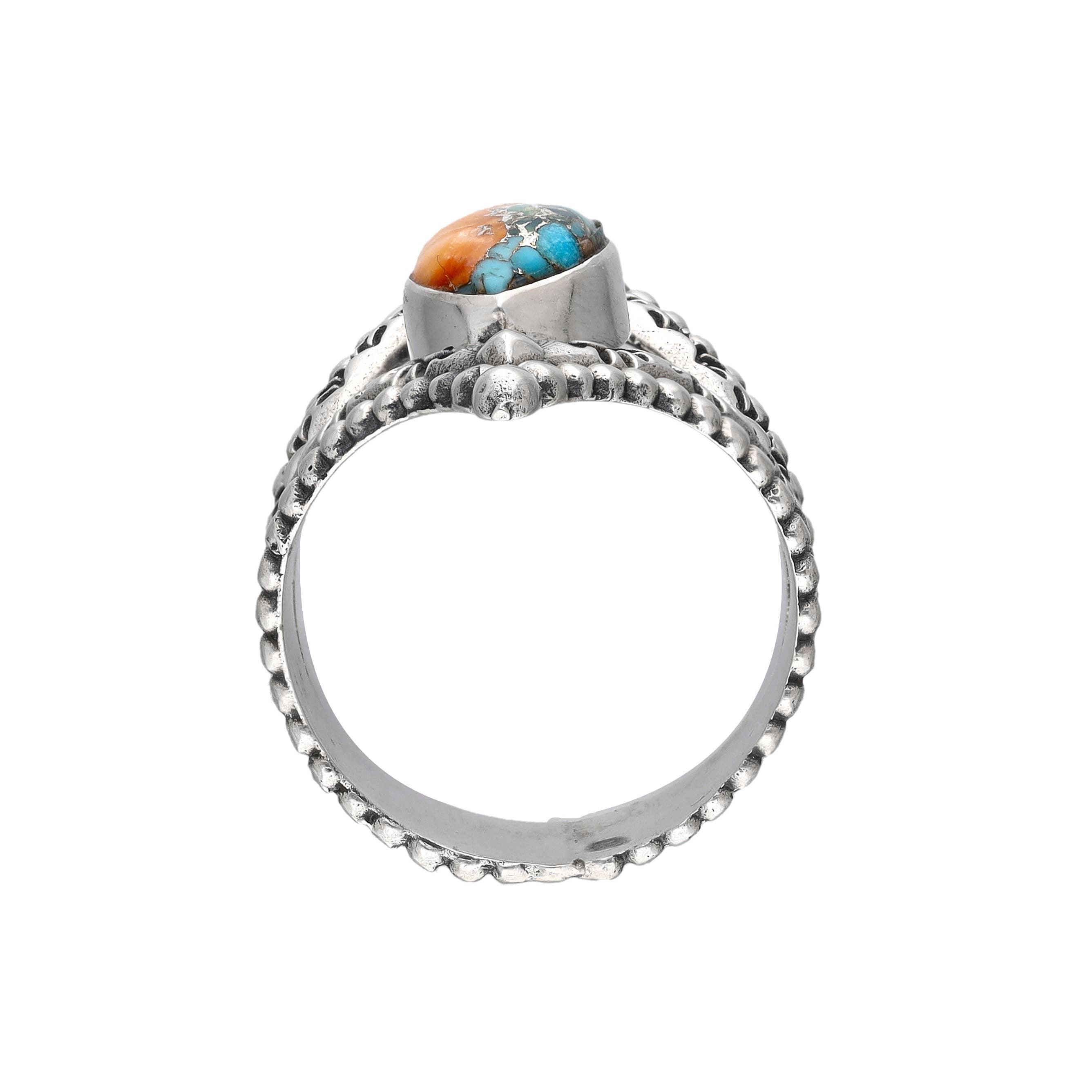Oyster Copper Turquoise Sterling Silver Statement Ring