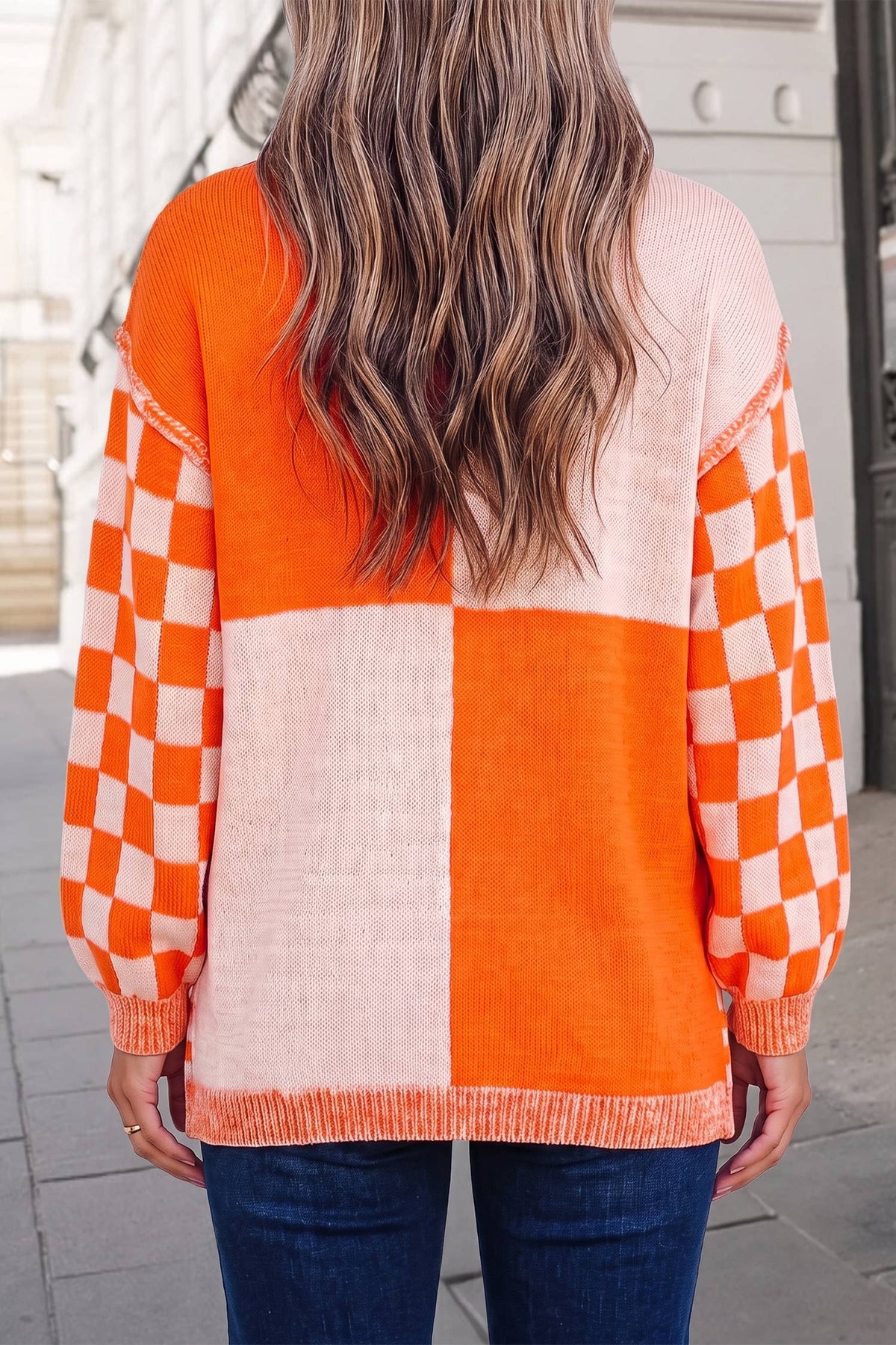 Checkered Open Front Drop Shoulder Cardigan | S-XL