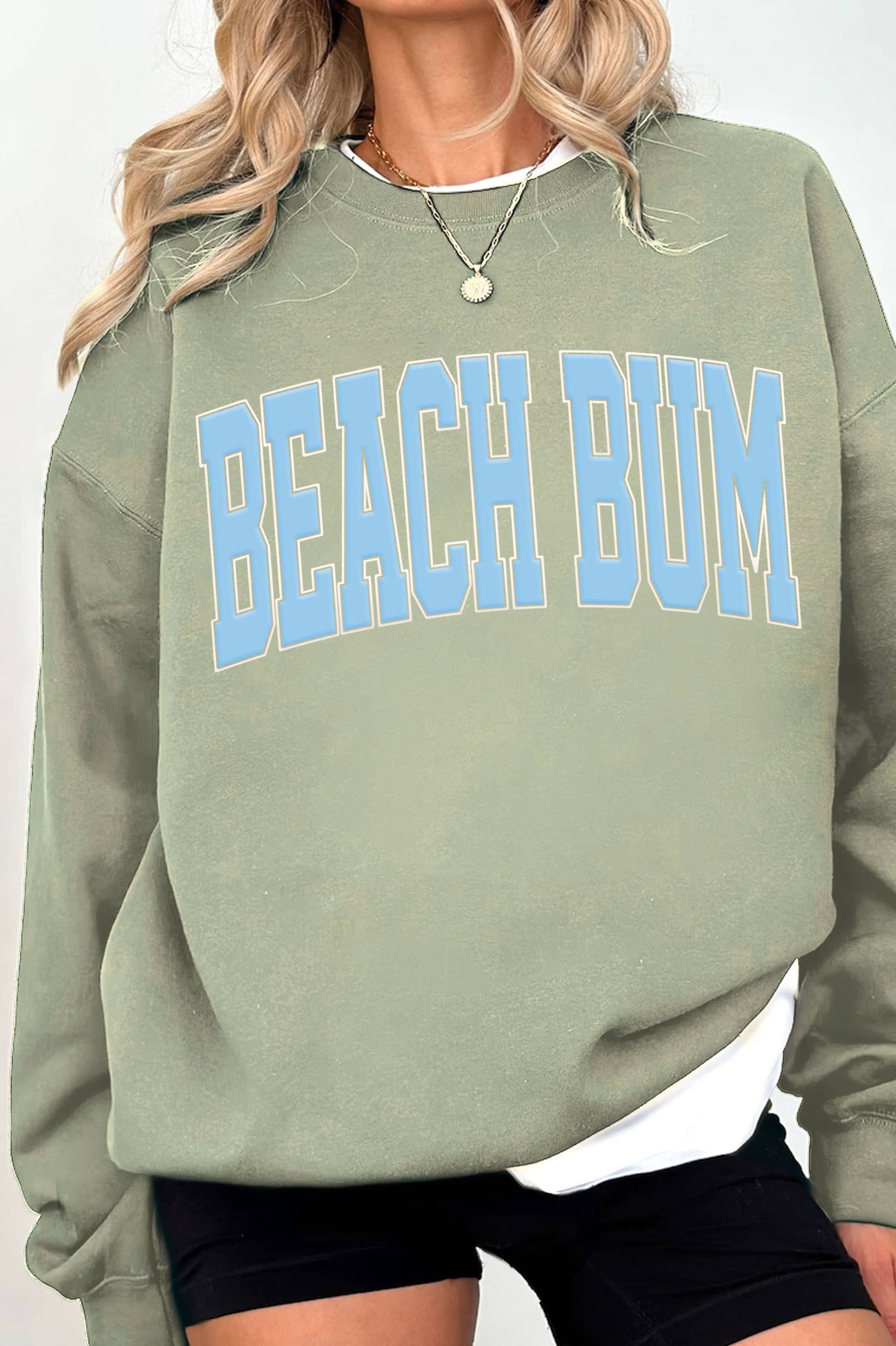 BEACH BUM PUFF GRAPHIC BRUSHED SWEATSHIRTS