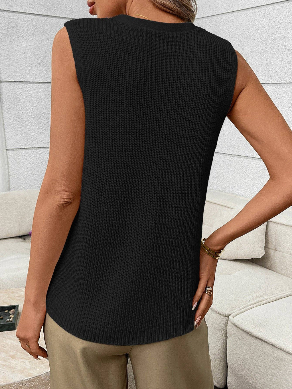 Women’s Sleeveless Knit Button Down Cardigan Sweater Vest