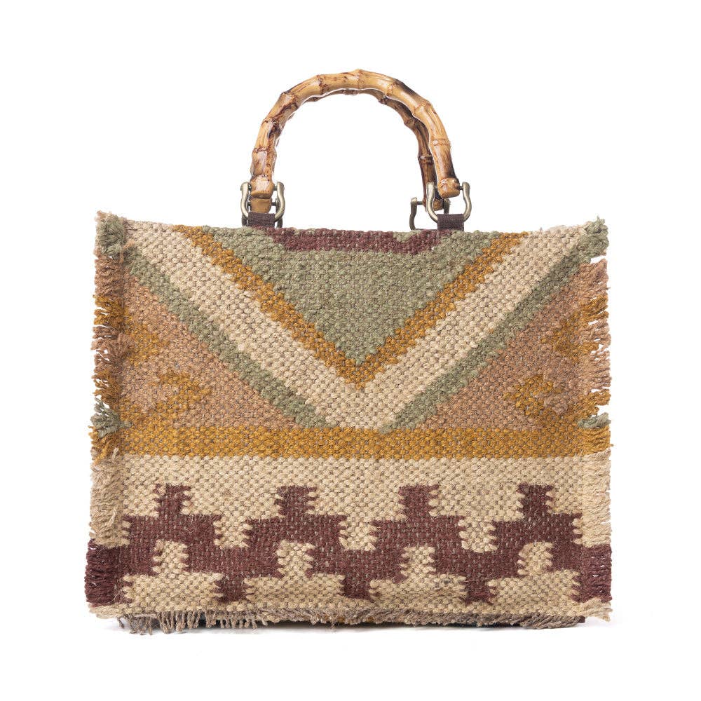 Desert Loom Jute Tote Bag in Olive Amber