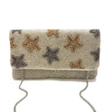 SILVER STARS BEADED CLUTCH