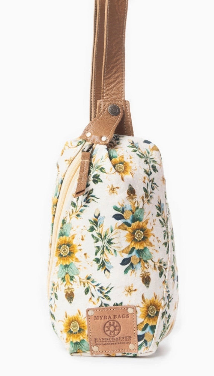 Oasis Blooms Fanny Pack Bag in Brown & White