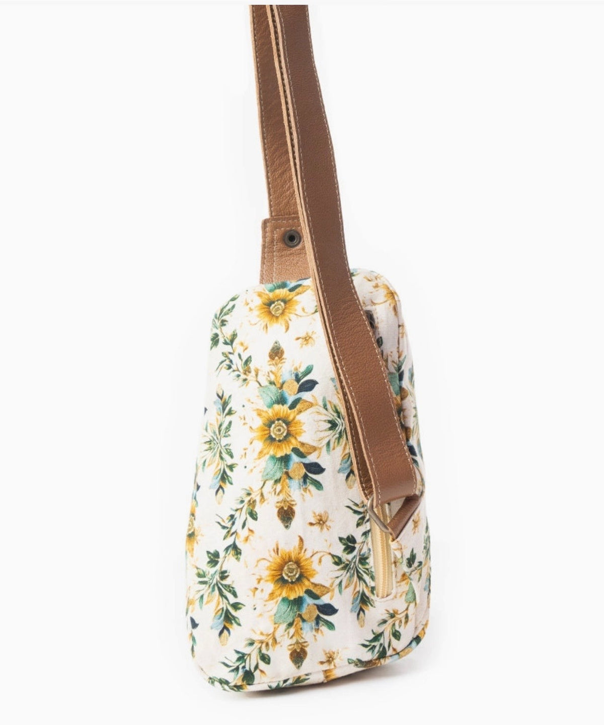 Oasis Blooms Fanny Pack Bag in Brown & White
