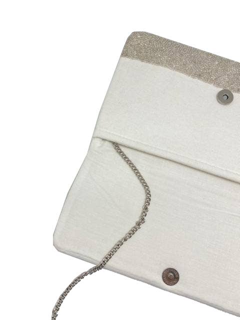 SILVER STARS BEADED CLUTCH
